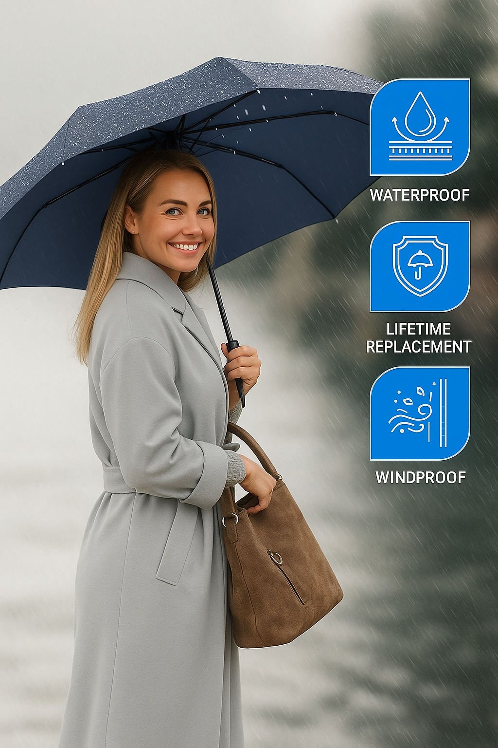 Sky blue automatic umbrella